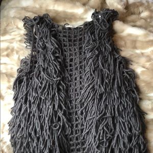 Gray shag vest perfect for gamedays